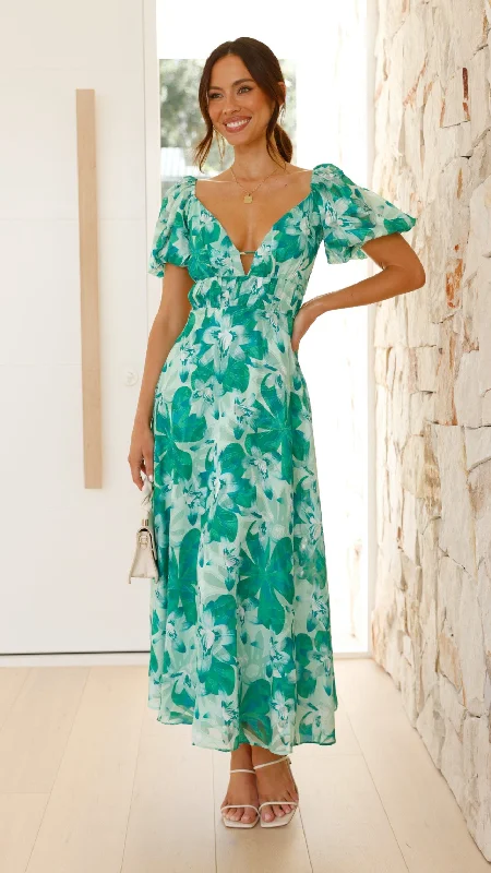 Shop & Save Adeliza Maxi Dress - Green Floral