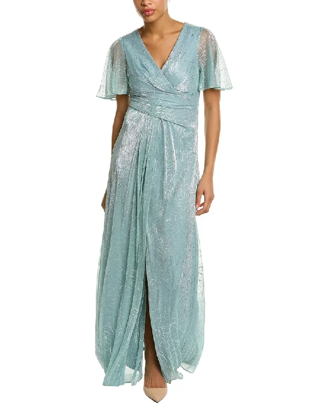 Weekend Super Sale Adrianna Papell Embroidered Metallic Maxi Dress