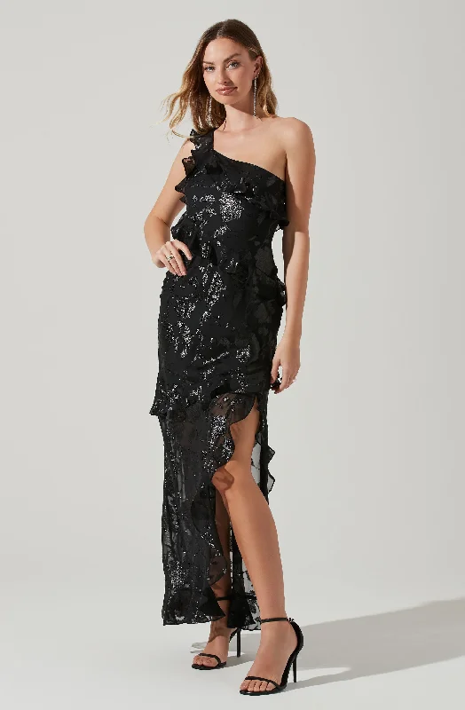 Weekend Flash Deals Andrea One Shoulder Floral Maxi Dress