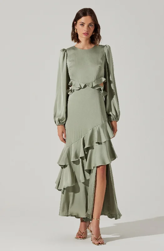 Weekend Price Slash Event Biella Ruffle Detail Maxi Dress