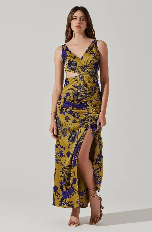 Weekend Only Sale Cutout Ruched Maxi Dress
