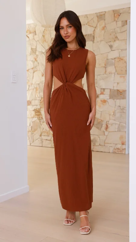 Massive Savings Event Damiana Maxi Dress - Chocolate