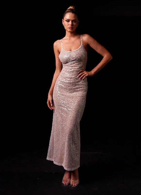 Weekend Massive Discounts Diva Darling Sequin Maxi Dress - Frost