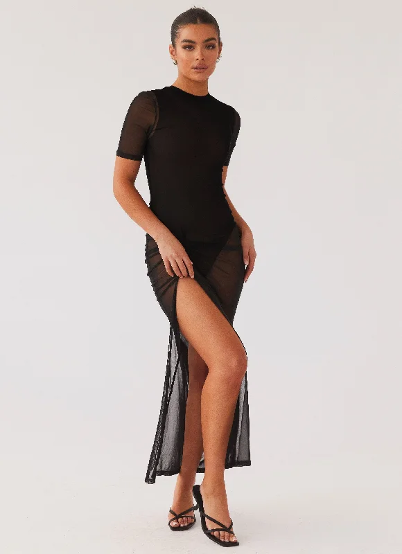 Best Price Ever Fever Dreamer Mesh Maxi Dress - Black