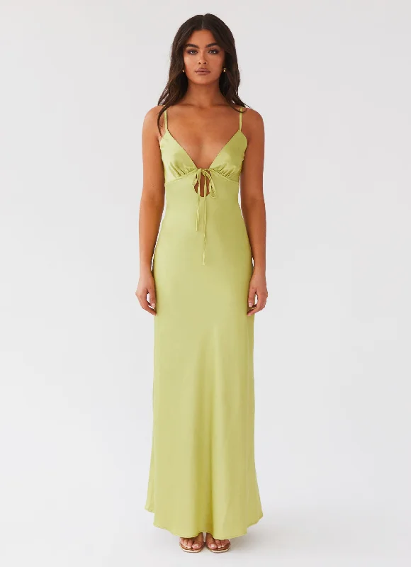 Weekend Only Sale Flora Satin Maxi Dress - Green Expectations