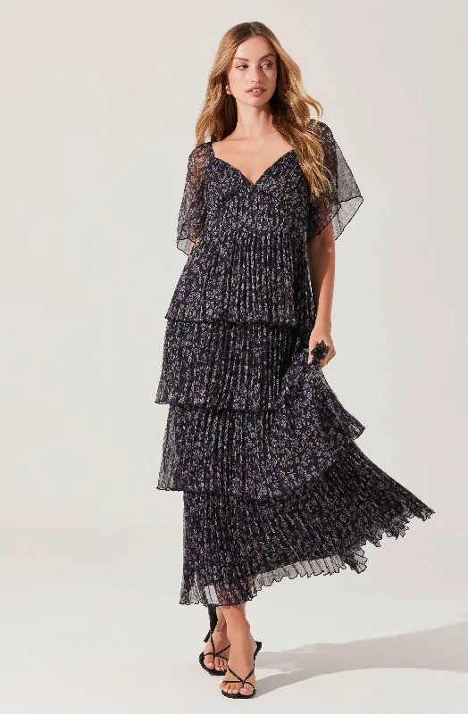 Weekend Sale Marathon Gracelynn Pleated Tiered Maxi Dress