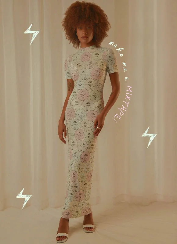Grab Your Deal Into the City Mesh Maxi Dress - Pastel Mixtape