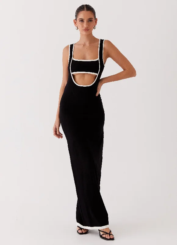 Special Price Drop Lost In Paris Knit Maxi Dress - Black