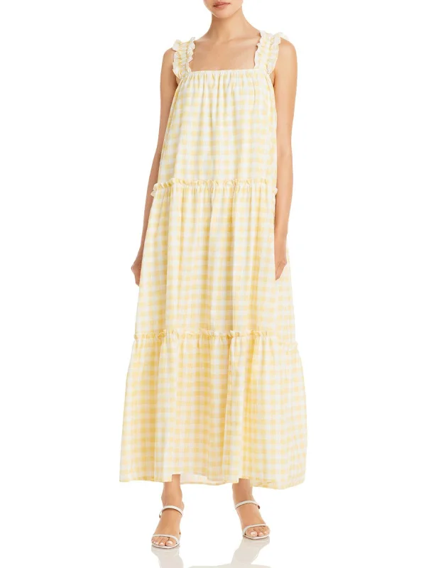 Weekend Must-Have Offers Lottie Womens Gingham Long Maxi Dress