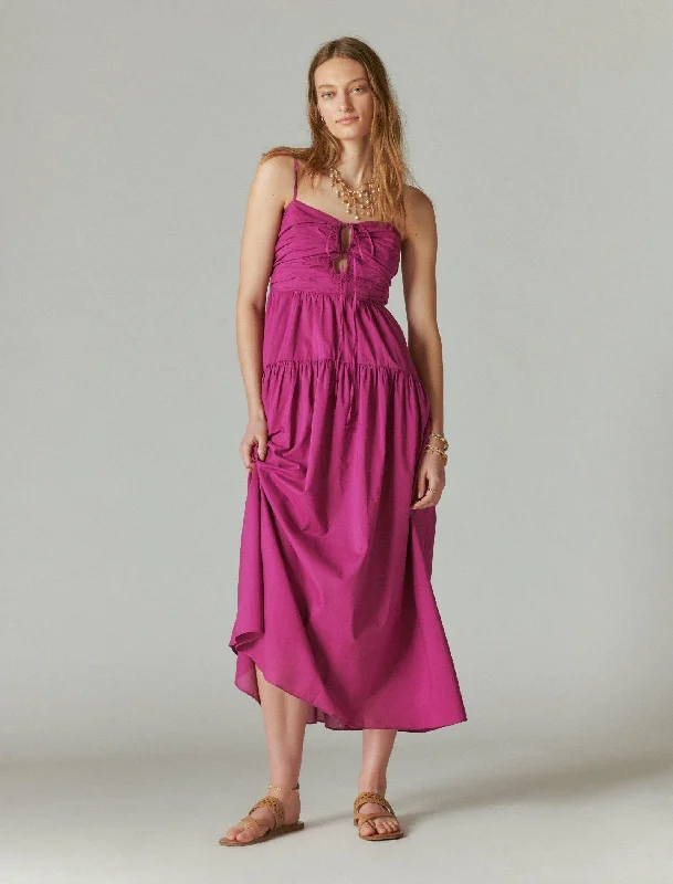Deal Frenzy Lucky Brand Women's Poplin Cutout Maxi Dress