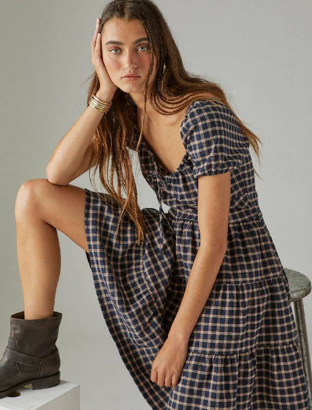 Offer Ending Soon Lucky Brand Womens Short Sleeve Plaid Dress