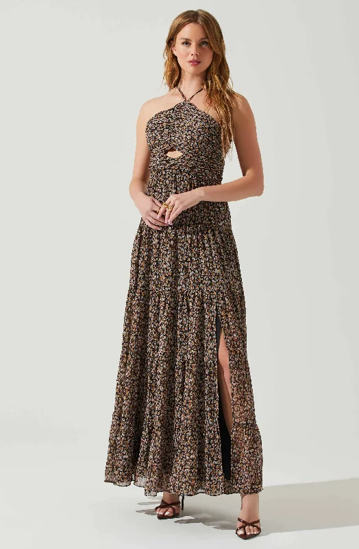 Weekend Markdowns Madeline Center Cutout Floral Maxi Dress