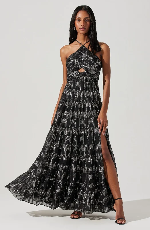 Deal of the Week Madeline Metallic Halter Maxi Dress