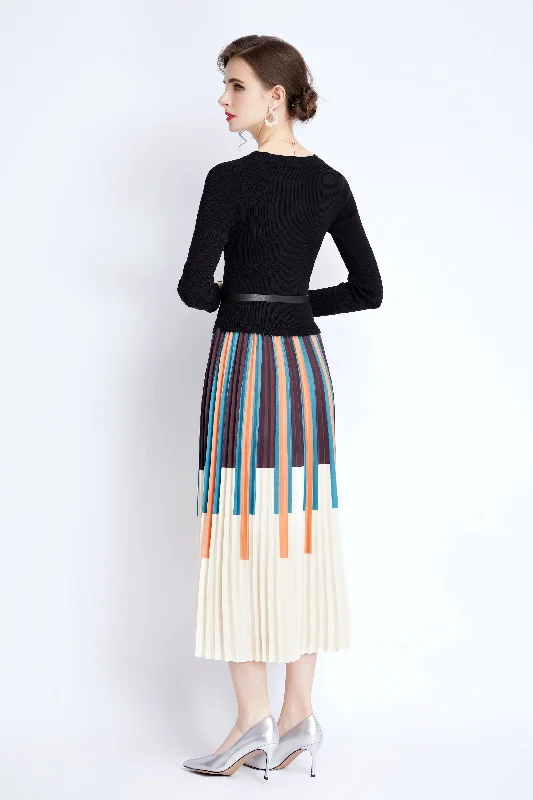 Weekend Deal Fever Multicolor Cocktail A-line Crewneck Bracelet Maxi Dress