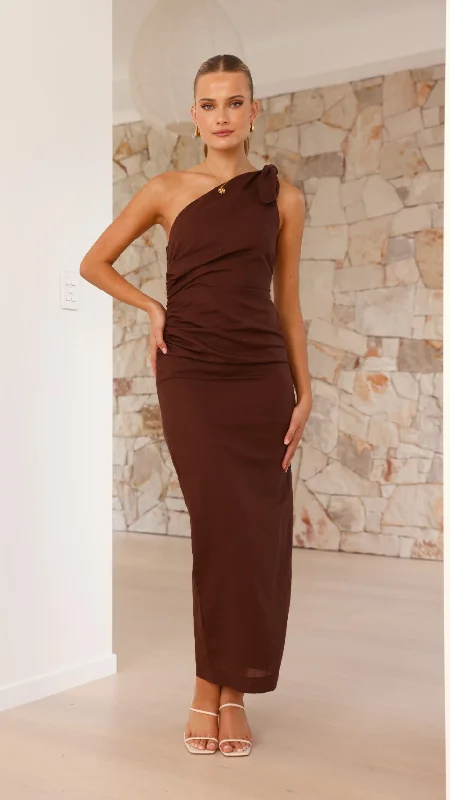 Exclusive Online Offers Nahilla One Shoulder Maxi Dress - Chocolate