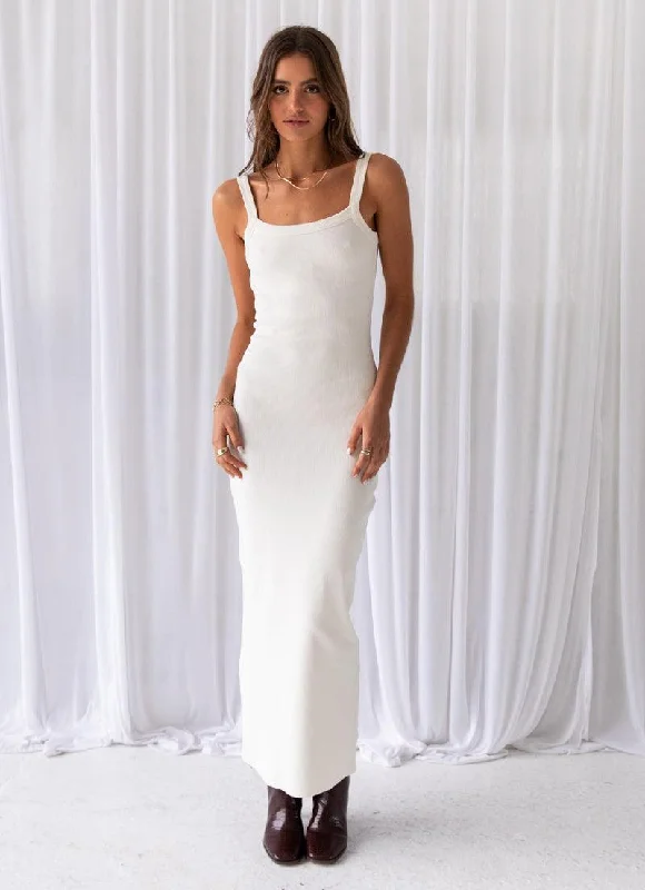 Best Deal of the Day Necessity Organic Cotton Rib Maxi Dress - Ivory