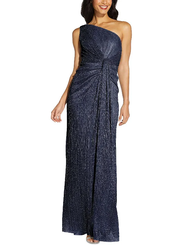 Weekend Deal Fever Petites Stardust Womens Ruched Long Evening Dress