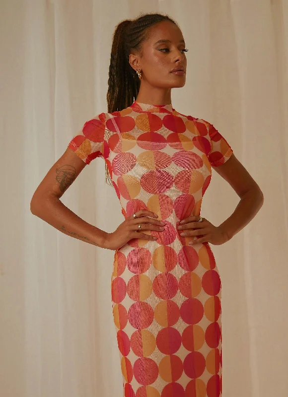 Best Prices This Week Remix Mesh Maxi Dress - Sunset Geo