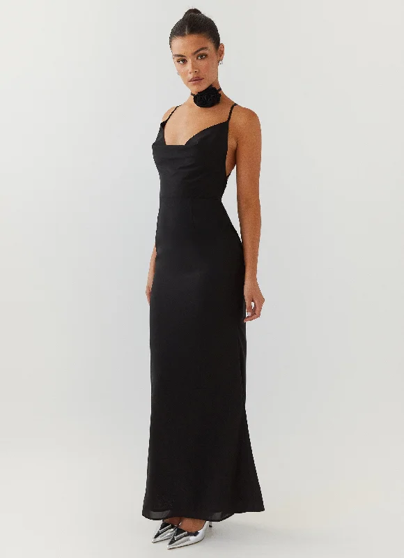 Weekend Shopping Madness Royal Charm Rose Maxi Dress - Black