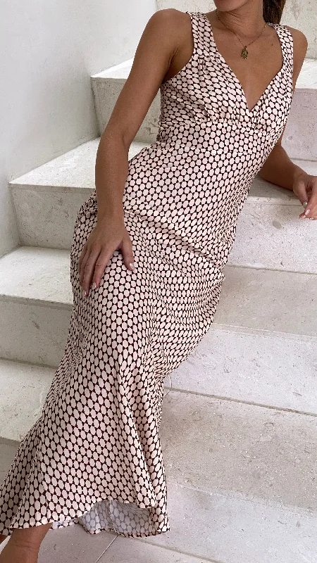 Weekend Special Bargains Rubie Maxi Dress - Brown Geo