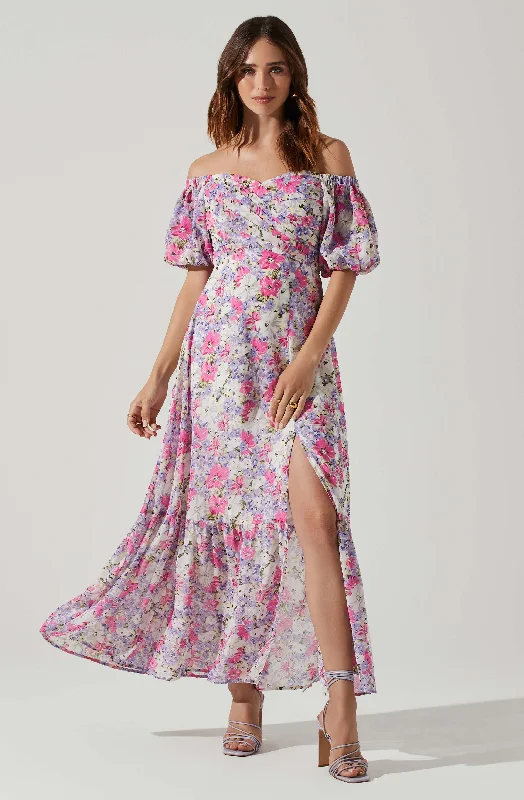 Crazy Price Cuts Valora Off Shoulder Floral Maxi Dress