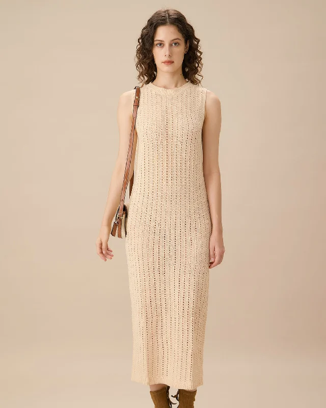 Special Price Drop Apricot Sleeveless Bodycon Sweater Dress