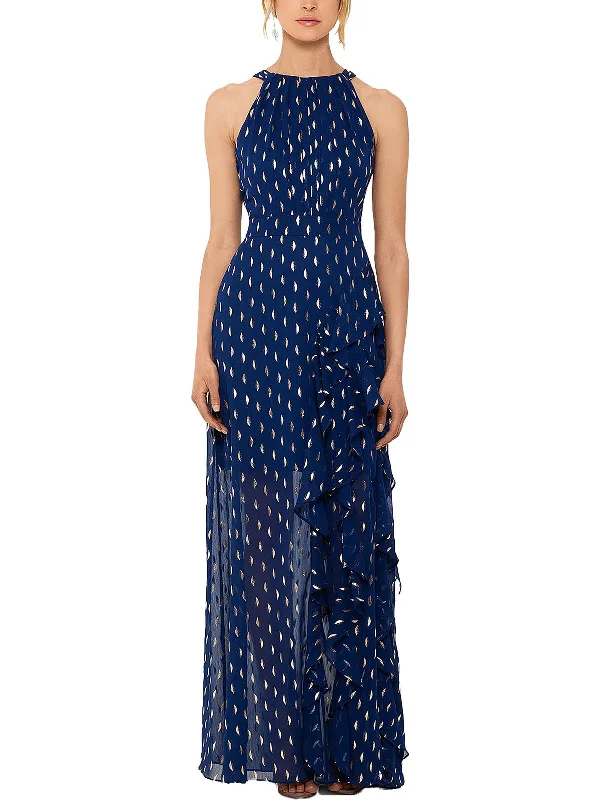 Weekend Wonders Womens Chiffon Halter Evening Dress