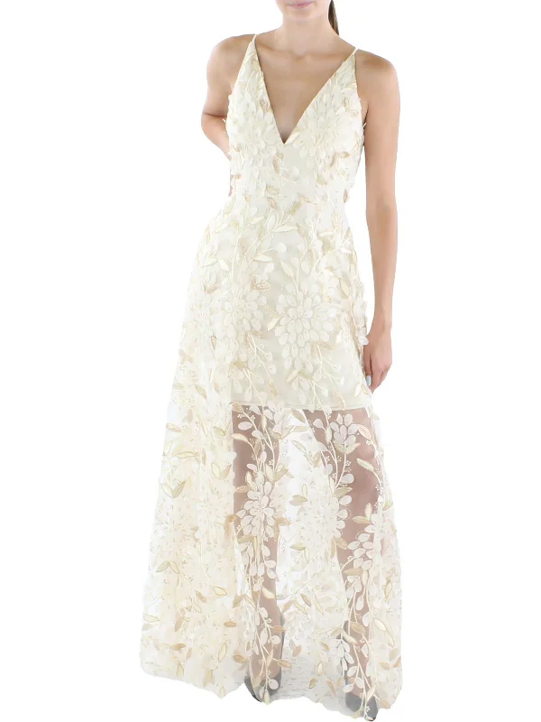 Weekend Sale Frenzy Womens Embroidered Long Evening Dress