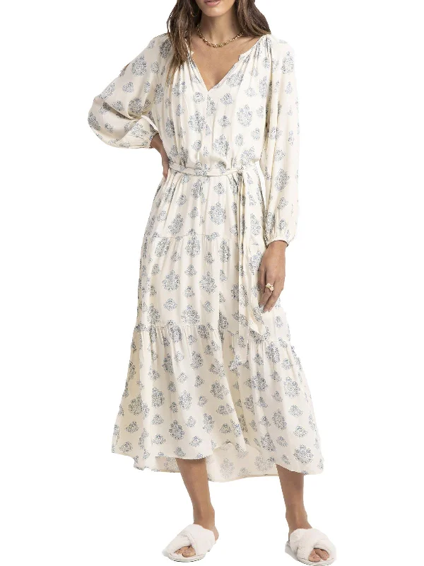 Weekend Price Breaks Womens Floral Bishop Sleeve Maxi Dress