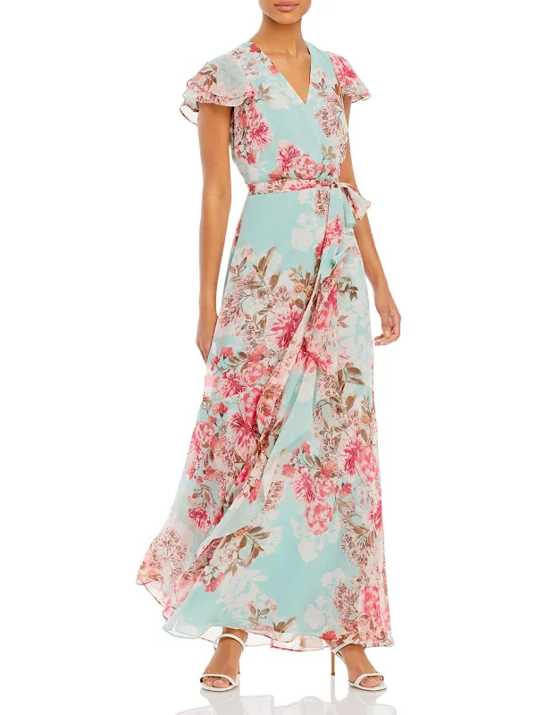Limited Time Bargain Womens Flutter Sleeve Long Maxi Dress