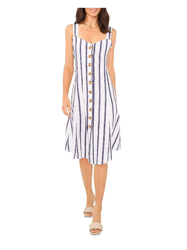 Limited-Time Deal Womens Linen Striped Shift Dress