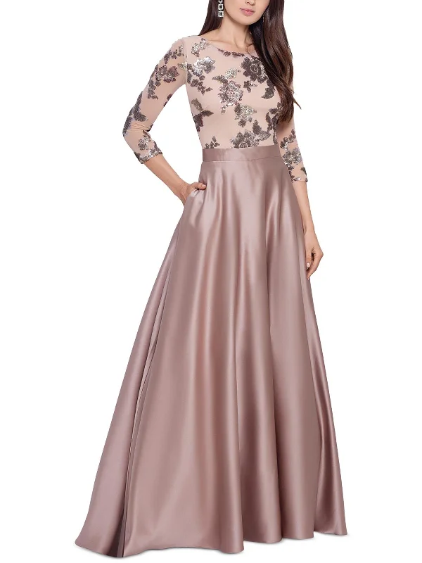 Weekend Best Deals Womens Mesh Embellished Evening Dress