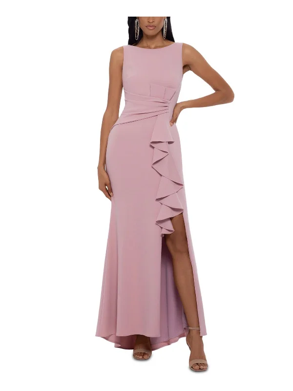 Weekend Price Drop Frenzy Womens Ruched Side Slit Formal Dress