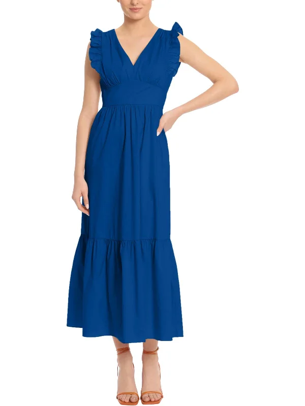 Big Bargain Bonanza Womens Ruffle Sleeve Long Maxi Dress
