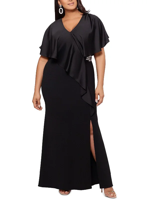 The Big Clearance Womens Ruffled Embellished Maxi Dress