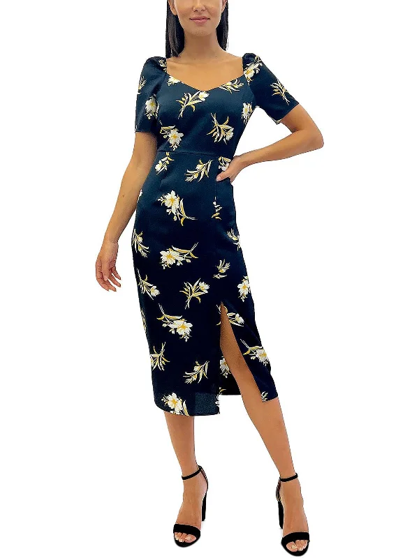 Massive Price Cuts Womens Satin Floral Fit & Flare Dress