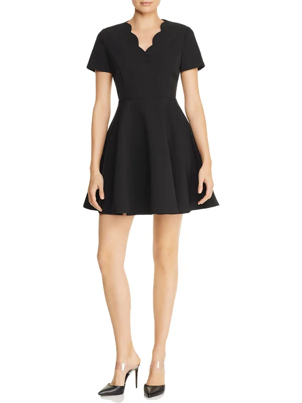 Weekend Price Breaks Womens Scalloped Surplice Scuba Dress