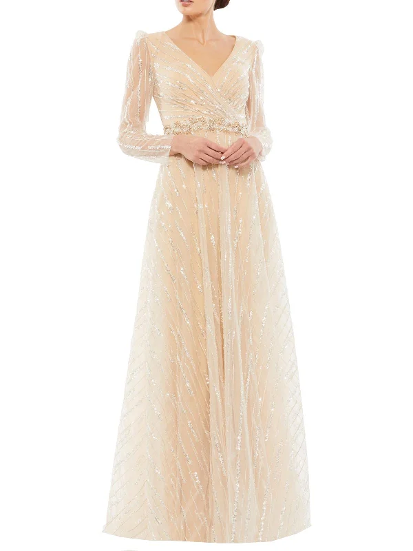 Unbeatable Flash Deals Womens Sequined Maxi Evening Dress