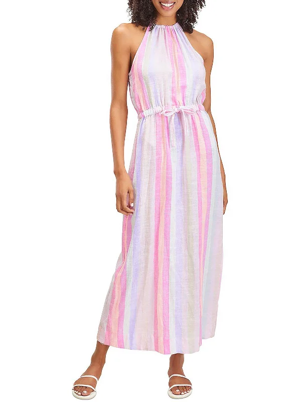 Weekend Special Shopping Event Womens Striped Halter Maxi Dress