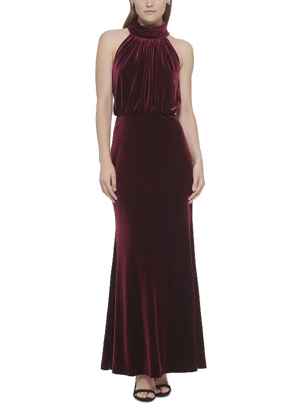 Today Only Womens Velvet Mock Neck Evening Dress