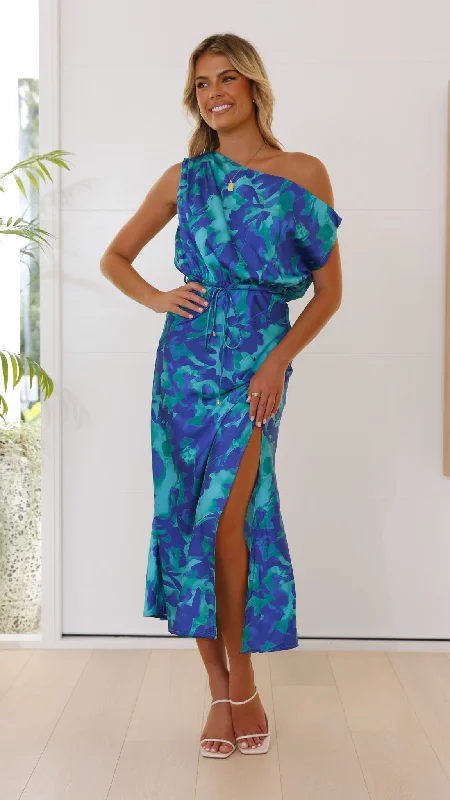 Weekend Deals Galore Zabby Maxi Dress - Green / Blue Print