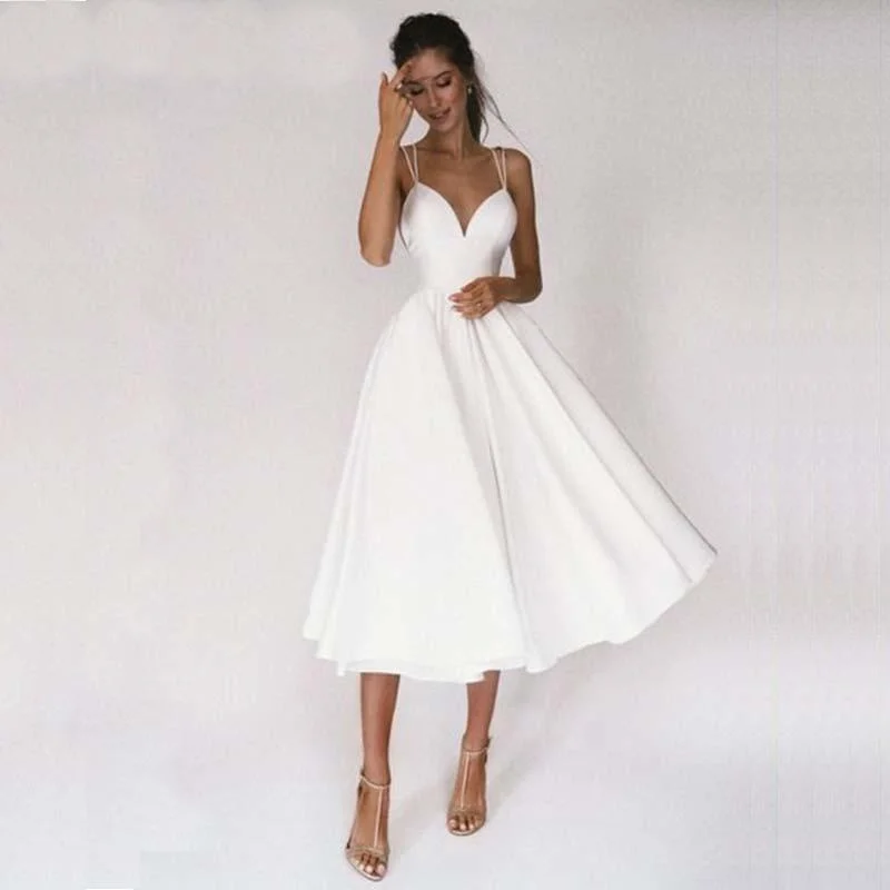 Massive Sale Event A Line Bridal Beach Short Wedding Dress