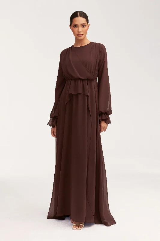 Weekend Shopping Extravaganza Aara Chiffon Maxi Dress - Chocolate