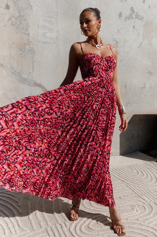 Weekend Low Prices Achanti Pleated Maxi Dress - Pink Multi