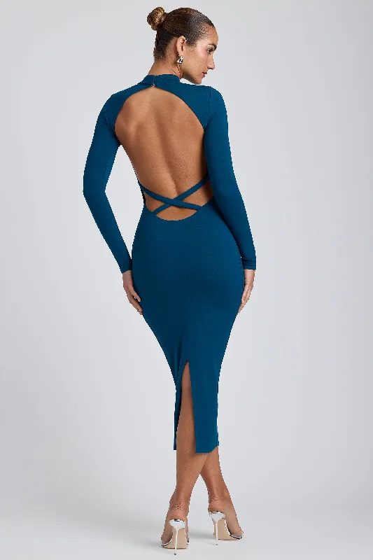 Weekend Deals Galore Modal Cross-Back Midaxi Dress in Deep Teal