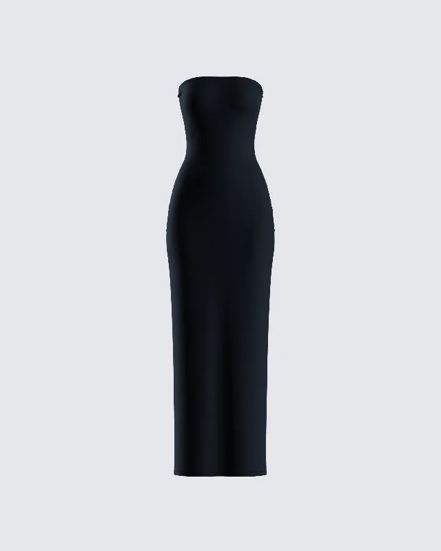 Weekend Exclusive Offers Akari Black Jersey Tube Maxi Dress
