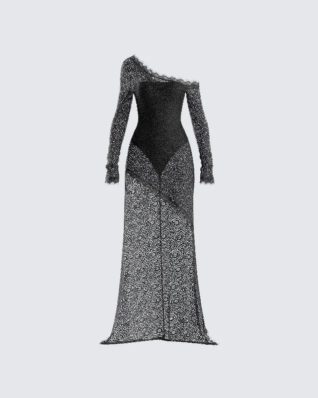 Weekend Price Breaks Alessia Black Lace Maxi Dress