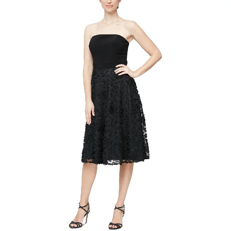 Alex & Eve Womens Strapless Midi Cocktail and Party Dress