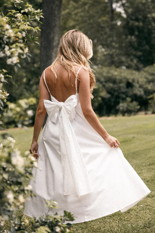Weekend Flash Savings Alice Bow Back Midi Dress - White