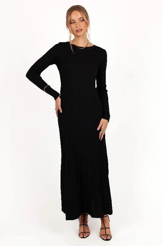 Shop & Save Big Alison Long Sleeve Maxi Dress - Black
